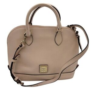 Dooney & Bourke Blush Beige Satchel with Black Trim